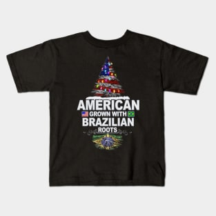 Christmas Tree  American Grown With Brazilian Roots - Gift for Brazilian From Brazil Kids T-Shirt